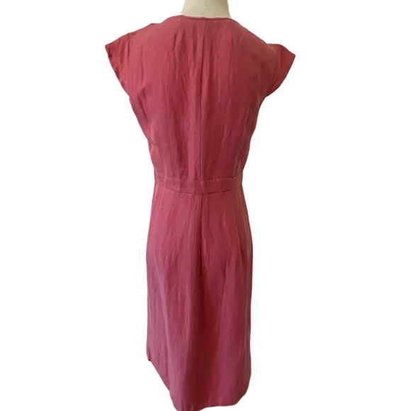 JCrew Lovely Linen Sleeveless V neck Pink Midi Dress 6 Tall - Picture 4 of 9